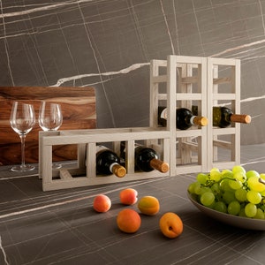 ARHome Wine Rack, 38.8 x 14.4 x 14.4, Light Grey, Modular Wine Rack, Made in Italy