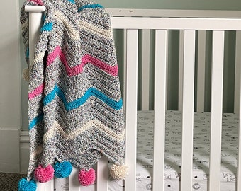 Jabble Chevron Blanket Crochet Pattern | 5 Sizes