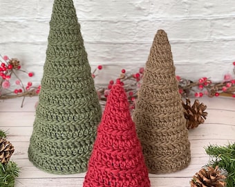 CROCHET PATTERN Christmas Tree Trio | + Video Tutorial | 3 Sizes | Sustainable Festive Holiday Home Decor | Beginner Easy Pattern | PDF