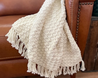 CROCHET PATTERN Lightweight Blanket | Written in 9 Sizes | Easy Shell Stitch Cotton Throw | Sustainable Home Decor | Meadow Blanket PDF