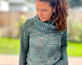 Nivelle Cowl Neck Sweater Crochet Pattern