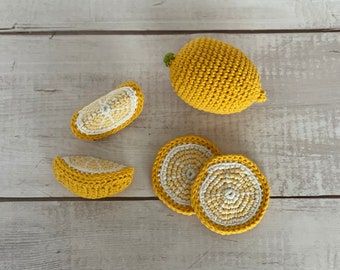 CROCHET PATTERN Lemon | 3 Ways - Whole, Wedge & Slice | Eco-Friendly Sustainable Amigurumi Citrus Fruit Montessori Waldorf Toy | PDF