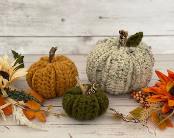 CROCHET PATTERN Pumpkin Trio | Autumn Fall Handmade Sustainable Eco-Friendly Holiday Crochet Home Decor | PDF