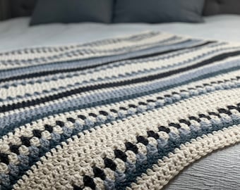 Misty Peaks Throw Blanket Crochet Pattern | Easy Chunky Cozy Afghan 50"x50" | 100% Recycled Materials | PDF ONLY