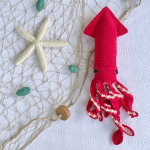 CROCHET PATTERN Squid | Axel the Squid  | Eco-Friendly Sustainable Amigurumi Montessori Sea Animal Toy | PDF