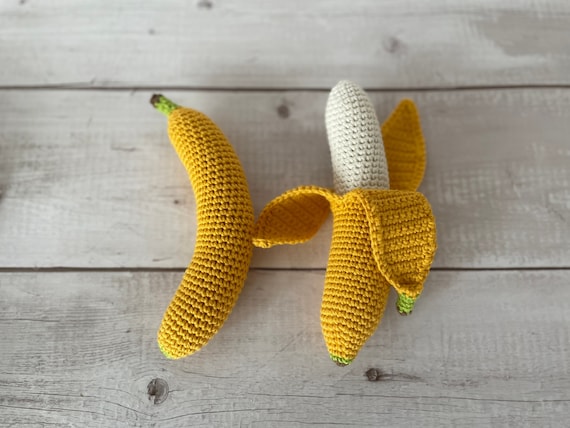 CROCHET PATTERN Banana | 2 Ways - Peeled and Unpeeled | Amigurumi Eco-Friendly Sustainable Fruit Food | Waldorf & Montessori Toy | PDF Only