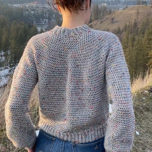 CROCHET PATTERN Pullover Sweater Mt Rainier Tweed Sweater Top Down Easy Yoke Jumper Sustainable Apparel All Sizes XS-5XL image 8