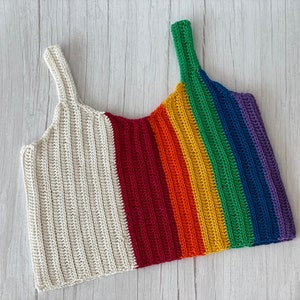 CROCHET PATTERN Crop Top Tank | Rainbow Love Easy Summer Cotton Tank Top Pattern | Eco-Friendly Sustainable Apparel | pdf All Sizes XS-5XL