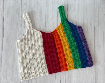 CROCHET PATTERN Crop Top Tank | Rainbow Love Easy Summer Cotton Tank Top Pattern | Eco-Friendly Sustainable Apparel | pdf All Sizes XS-5XL