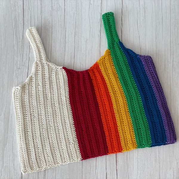 CROCHET PATTERN Crop Top Tank | Rainbow Love Easy Summer Cotton Tank Top Pattern | Eco-Friendly Sustainable Apparel | pdf All Sizes XS-5XL