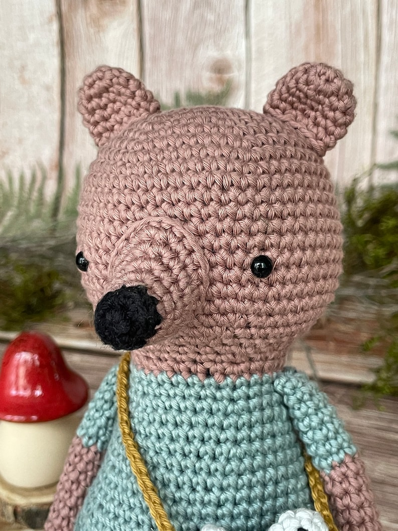 CROCHET PATTERN Bear Benjamin the Bear with Basket of Fish Eco-Friendly Sustainable Amigurumi Montessori Woodland Animal Toy PDF image 6