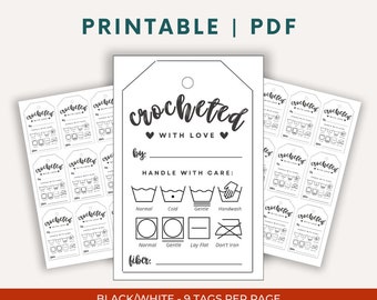 Crochet Care Tags | Printable PDF Laundry Instructions