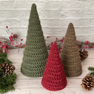 CROCHET PATTERN Christmas Tree Trio | Eco-Friendly Sustainable Festive Holiday Winter Crochet Home Decor | Beginner Easy Pattern | PDF
