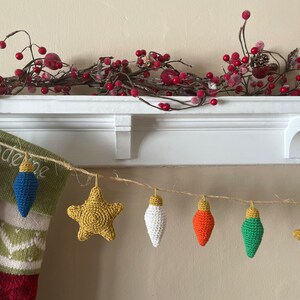 CROCHET PATTERN Christmas Lights Garland Vintage Holiday Light Bulb & Star Garland Eco-Friendly Sustainable Home Decor PDF image 3