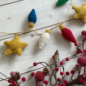 CROCHET PATTERN Christmas Lights Garland Vintage Holiday Light Bulb & Star Garland Eco-Friendly Sustainable Home Decor PDF image 8