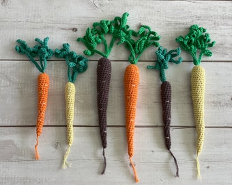 CROCHET PATTERN Carrot | Eco-Friendly Sustainable Amigurumi Rainbow Carrots Vegetable Toy | Montessori & Waldorf Kids Veggie Toys | PDF