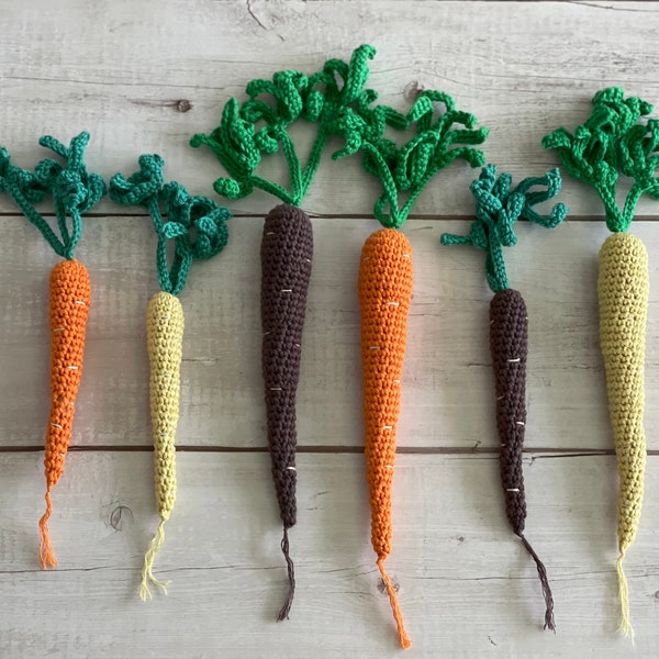 CROCHET PATTERN Carrot | Eco-Friendly Sustainable Amigurumi Rainbow Carrots Vegetable Toy | Montessori & Waldorf Kids Veggie Toys | PDF
