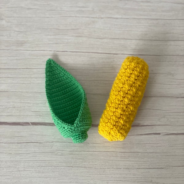 CROCHET PATTERN Corn on the Cob | Eco-Friendly Sustainable Amigurumi Corn with Removable Husk | Montessori & Waldorf Kids Toys | PDF