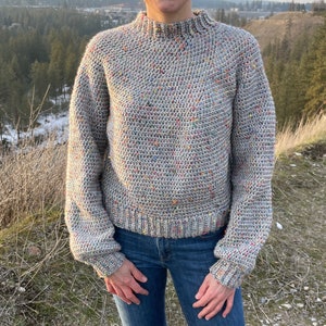 CROCHET PATTERN Pullover Sweater Mt Rainier Tweed Sweater Top Down Easy Yoke Jumper Sustainable Apparel All Sizes XS-5XL image 4