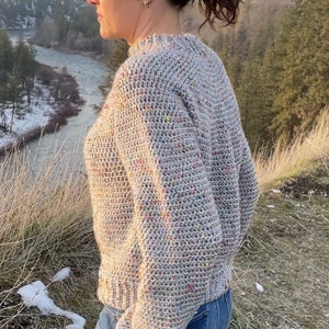 CROCHET PATTERN Pullover Sweater Mt Rainier Tweed Sweater Top Down Easy Yoke Jumper Sustainable Apparel All Sizes XS-5XL image 7