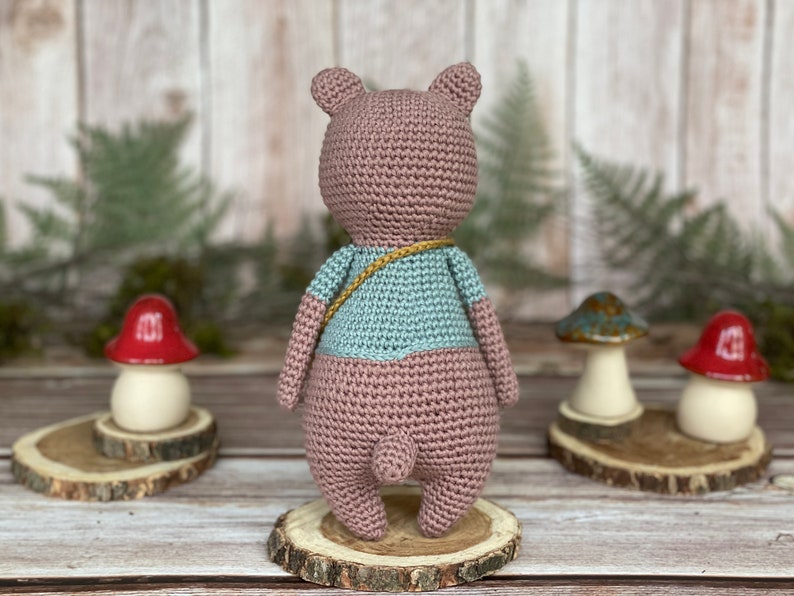 CROCHET PATTERN Bear Benjamin the Bear with Basket of Fish Eco-Friendly Sustainable Amigurumi Montessori Woodland Animal Toy PDF image 2