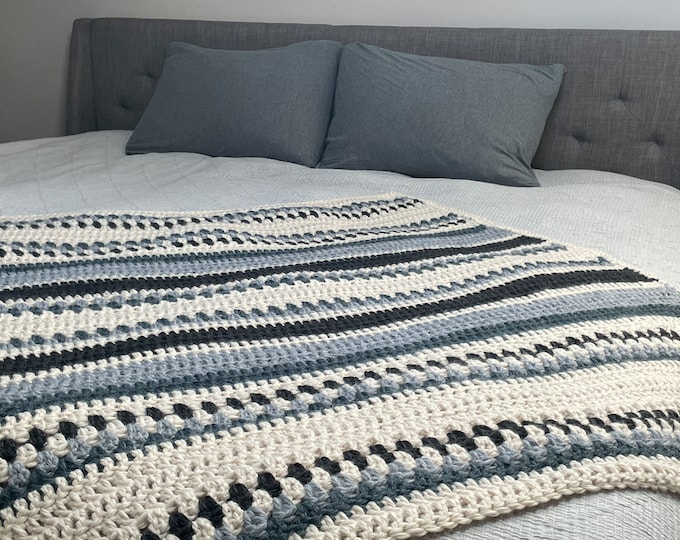 Misty Peaks Throw Blanket Crochet Pattern