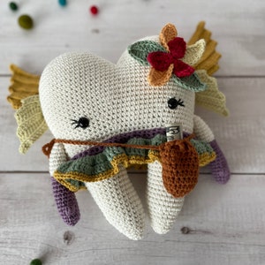 HÄKELANLEITUNG Zahnfee Kissen | Zahnfee Amigurumi | Umweltfreundliches nachhaltiges Kinderspielzeug | PDF-Datei
