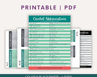 Crochet Abbreviations Reference Chart | Printable PDF in 4 Sizes