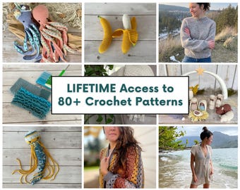 LIFETIME ALL ACCESS Pass - Crochet Pattern Bundle 80+ Patterns | Amigurumi, Sweaters, Blankets, House and Home, Christmas Crochet Patterns +