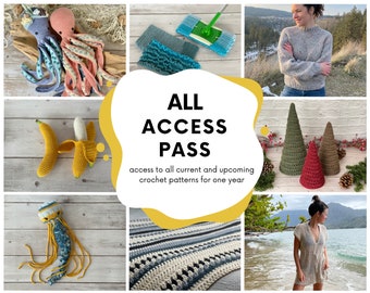 ALL ACCESS PASS - Crochet Pattern Bundle 65+ Patterns | Amigurumi, Sweaters, Blankets, House and Home, Christmas Crochet Patterns and More