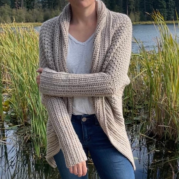 CROCHET PATTERN Tundra Cardigan | Beginner Chunky Shrug Inspired Easy Beginner Sweater | Sustainable Apparel | Sizes XS-3XL