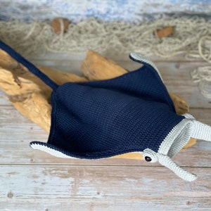 CROCHET PATTERN Manta Ray | Jacque the Manta Ray with Handkerchief | Eco-Friendly Sustainable Amigurumi Montessori Sea Animal Toy | PDF