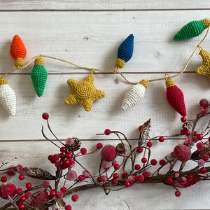 CROCHET PATTERN Christmas Lights Garland Vintage Holiday Light Bulb & Star Garland Eco-Friendly Sustainable Home Decor PDF image 2