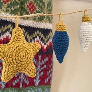 CROCHET PATTERN Christmas Lights Garland Vintage Holiday Light Bulb & Star Garland Eco-Friendly Sustainable Home Decor PDF image 7