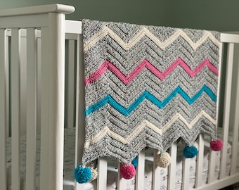 Jabble Chevron Blanket Crochet Pattern | 5 Sizes