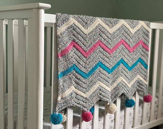 Jabble Chevron Blanket Crochet Pattern | 5 Sizes