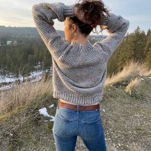 CROCHET PATTERN Pullover Sweater Mt Rainier Tweed Sweater Top Down Easy Yoke Jumper Sustainable Apparel All Sizes XS-5XL image 2
