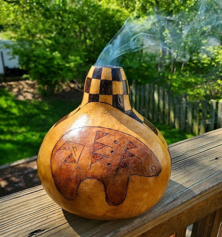 Medium Native American Bear Incense Gourd Etsy UK