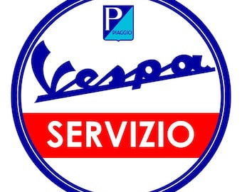 Garage Sign - Vespa Servizio - Circle 15.5&quot; - Easy to Hang | Personal Mancave