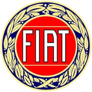 Car Sticker - Fiat Blue/Gold Wreath - Set of 2 - 100mm Circle - Outdoor