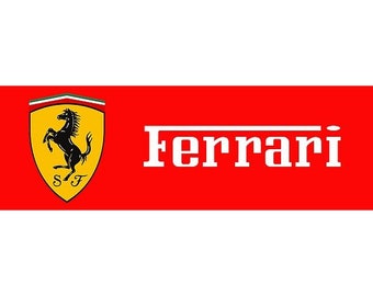 Car Sticker - Ferrari Logo & Title - Set of 2 - 150mm Length - Outdoor