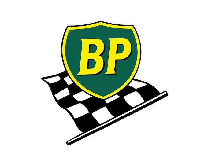 Car Sticker - BP With Chequered Flag - Set of 4 - 100mm Cut to Shape ...