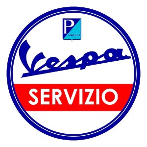Pegatinas para coche - Vespa Servizio - Juego de 2 - Círculo de 100 mm - Exterior