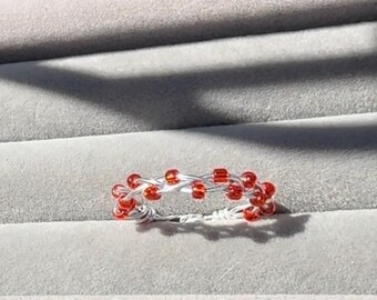 Dainty Wire Wrapped Glass Bead Rings,Glass Beaded Ring, Rings, Ring, Ring for Women, Beaded Ring, Unique Rings, Minimal Ring, Wire Wrapped