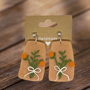 Flower bouquet earrings / Handmade polymer clay earrings / Art Earrings / Nickle Free