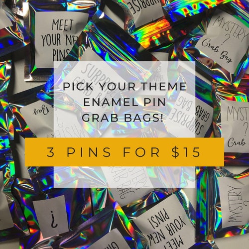 PICK A THEME Surprise Enamel Pin Mystery Grab Bag of 3 Pins Etsy