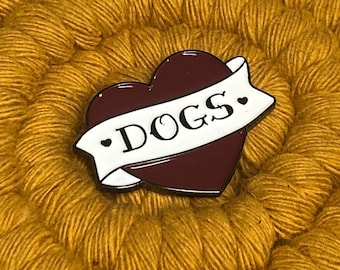 TATTOO Style DOGS in your HEART Enamel Pin