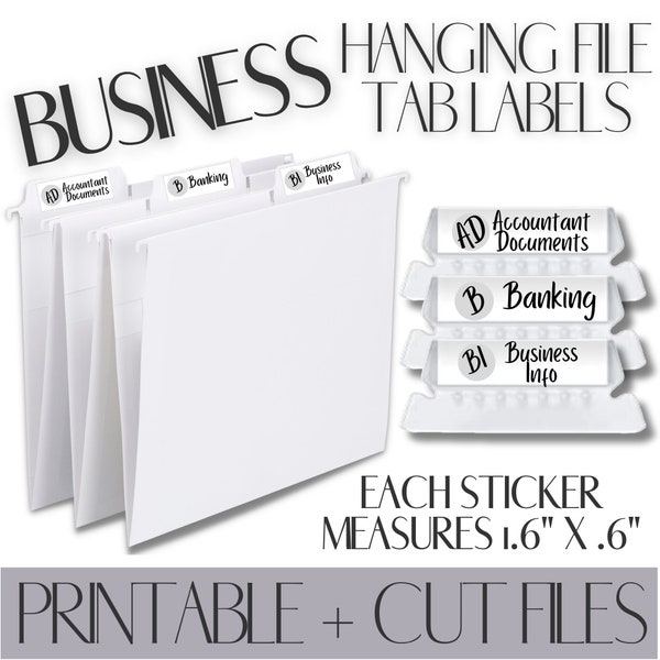 PRINTABLE FILE LABELS For Business Paperwork/Cut Files For Silhouette And Cricut/Organize Documents & Increase Efficiency/Instant Download