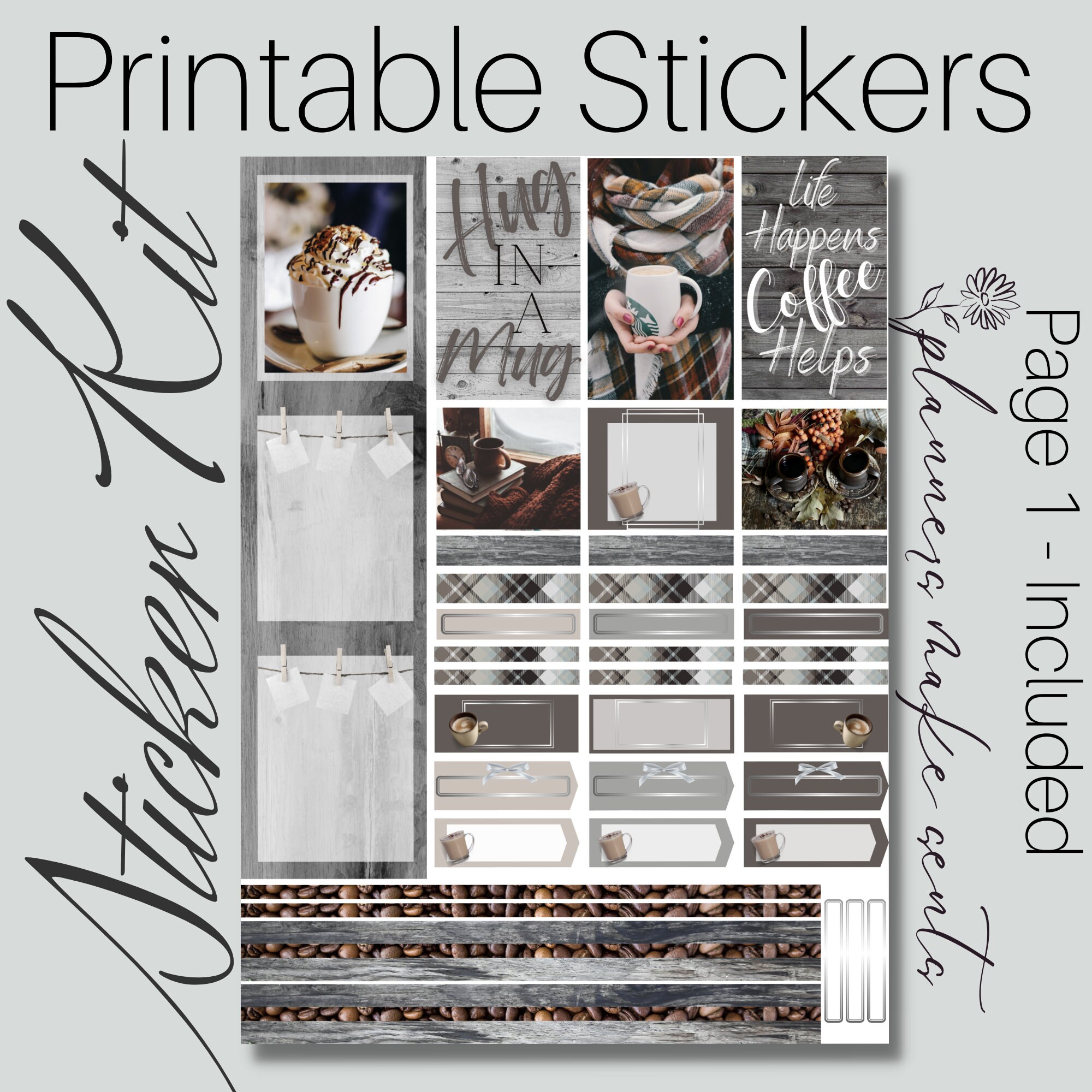 COFFEE LOVERS Printable Planner Stickers/happy Planner/coffee Sticker ...