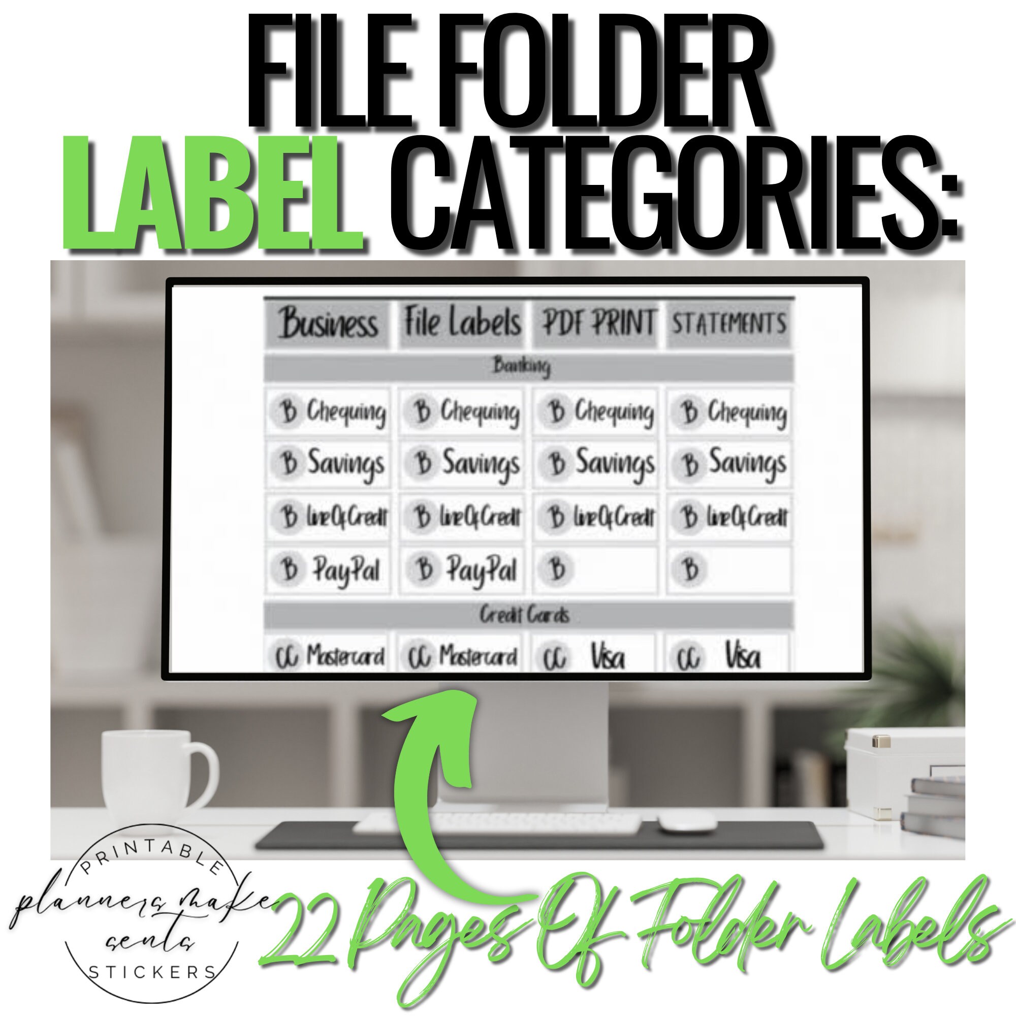 BUSINESS FILING System Printable Labels/business Paperwork/printable ...